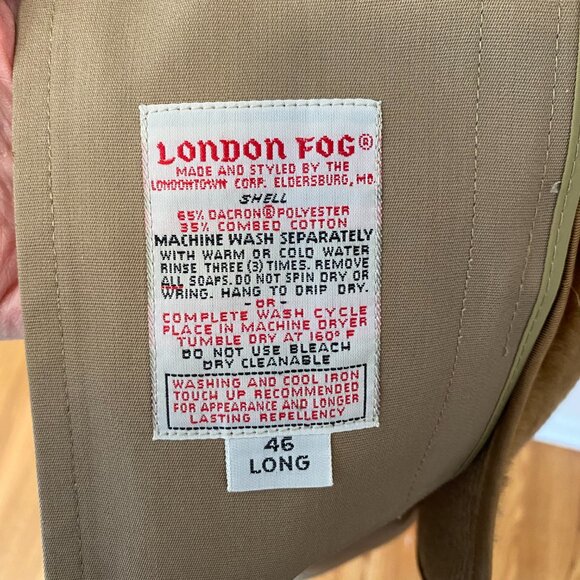 Vintage Mens 46 Long London Fog Overcoat Raincoat Removable Faux Fur Lining EUC - Picture 2 of 15